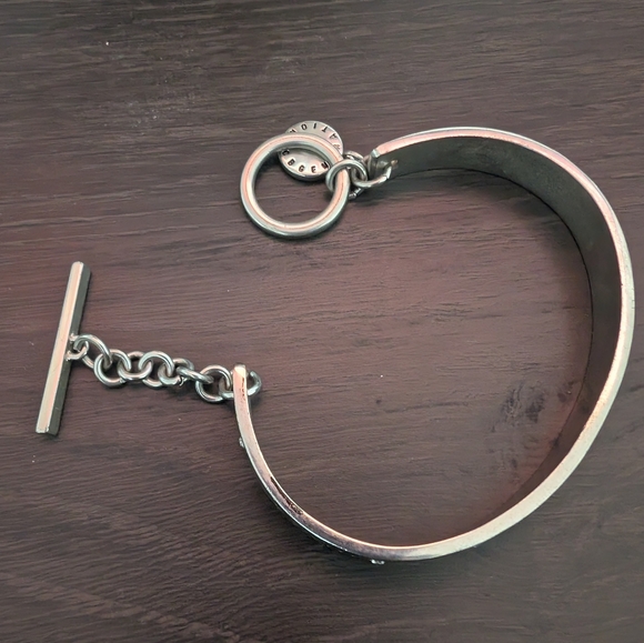 Engraved Gold/ Silver Tone Cuff Bracelet - Picture 9 of 11